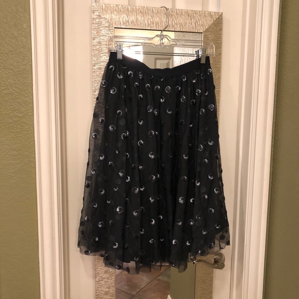 Ann Taylor Skirt Sequin Dot Tulle Gray Size Small